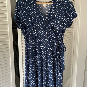 Blue Polka Dot Wrap Dress